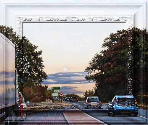 Moonrise, A421 near Nash
